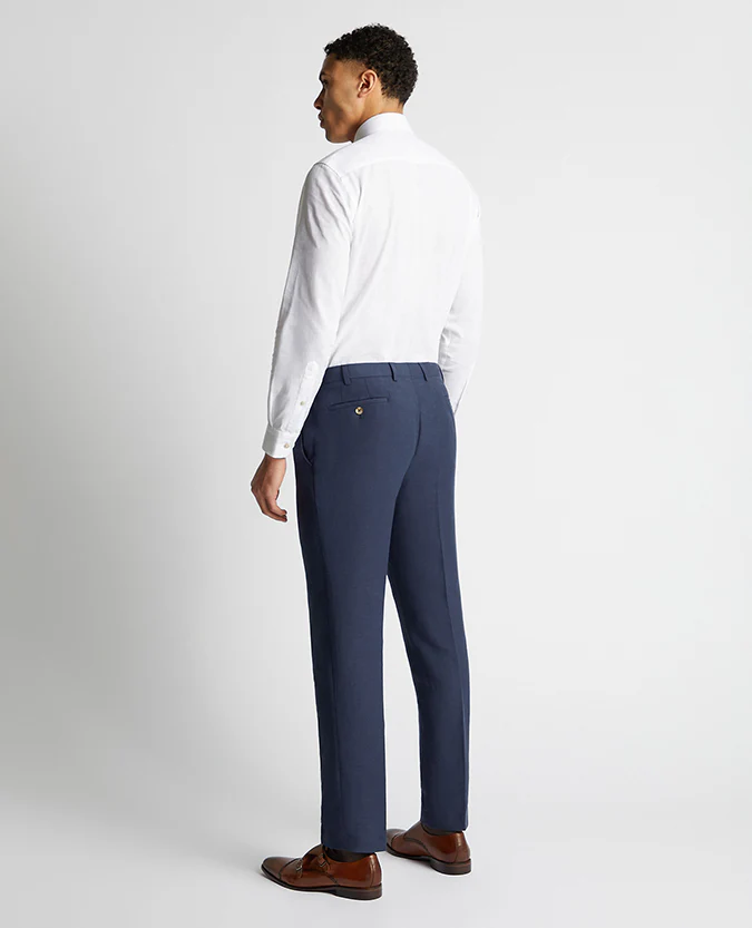 Tapered Fit Linen-Blend Formal Trousers - Image 3