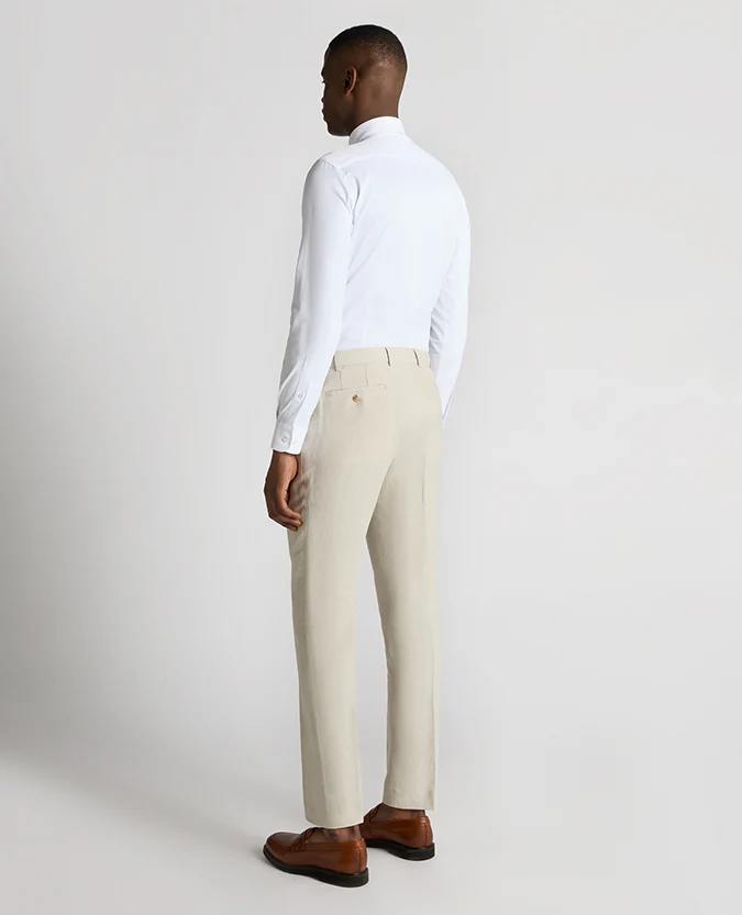 Tapered Fit Linen-Blend Formal Trousers - Image 3