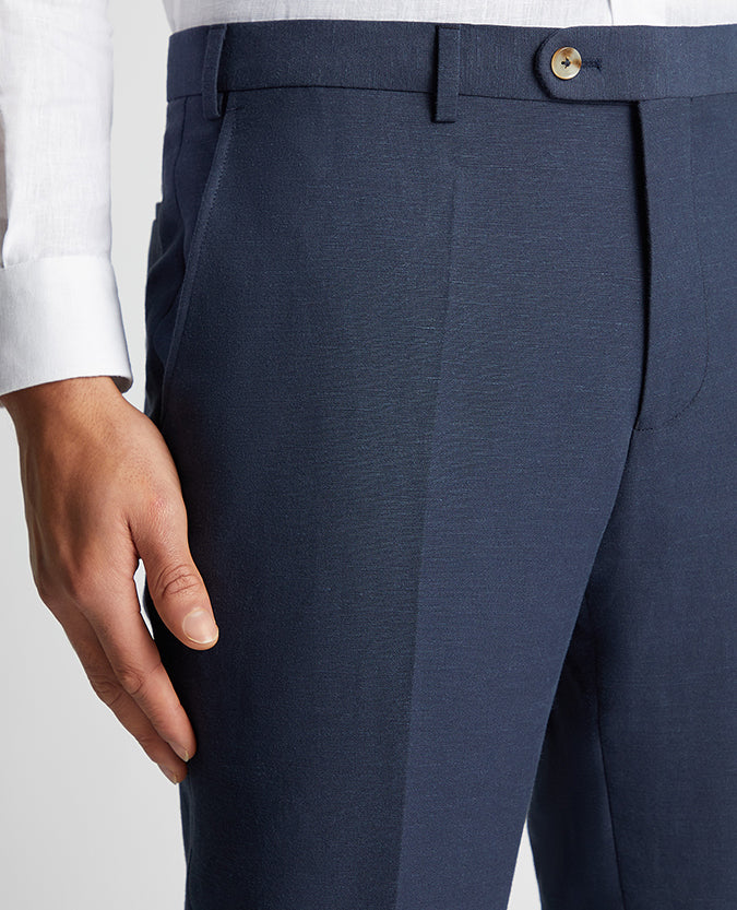 Tapered Fit Linen-Blend Formal Trousers - Image 4