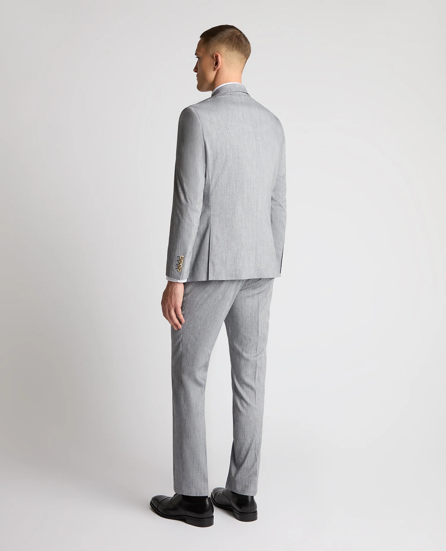 Tapered fit linen-blend stretch suit jacket - Image 3