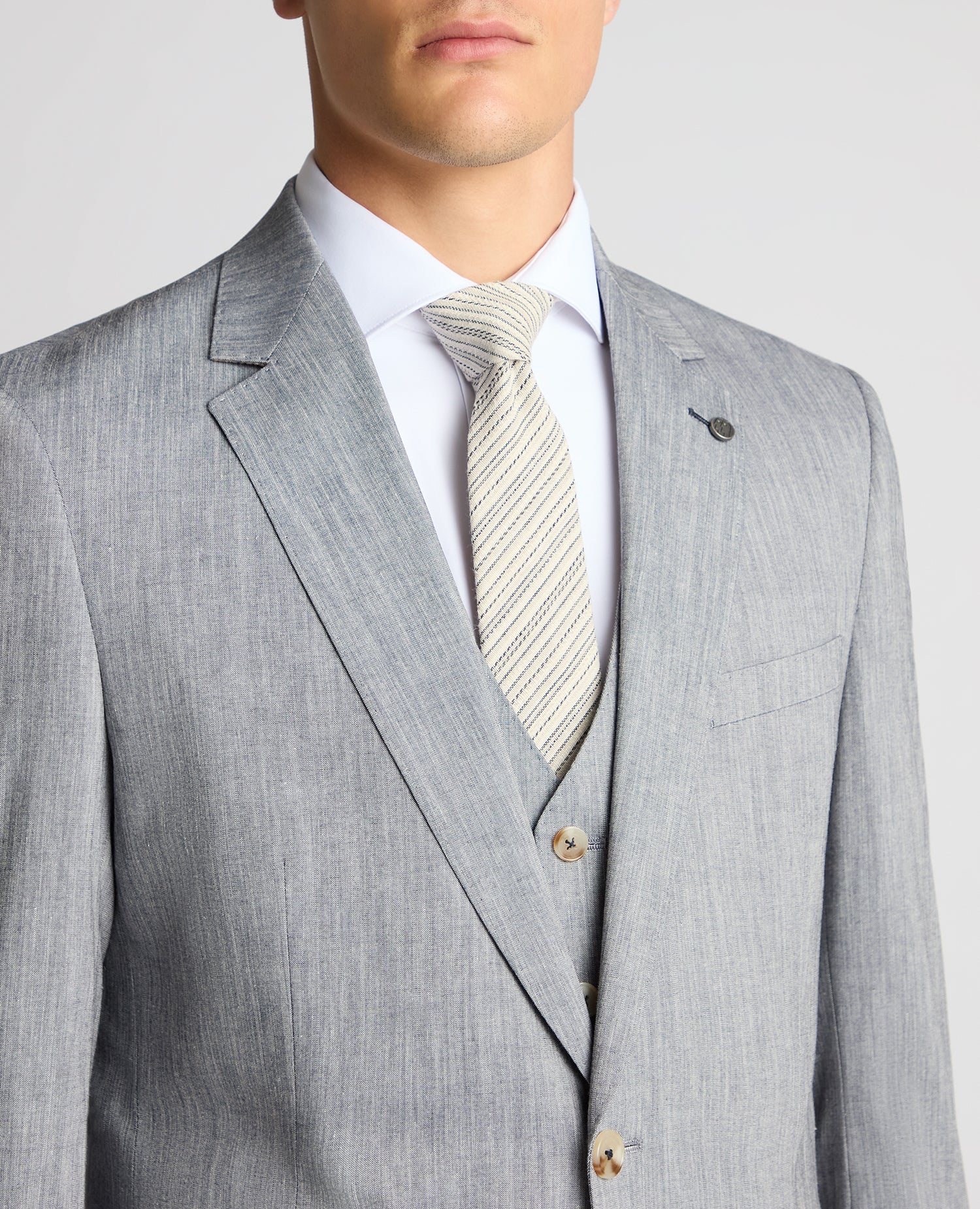 Tapered fit linen-blend stretch suit jacket - Image 4