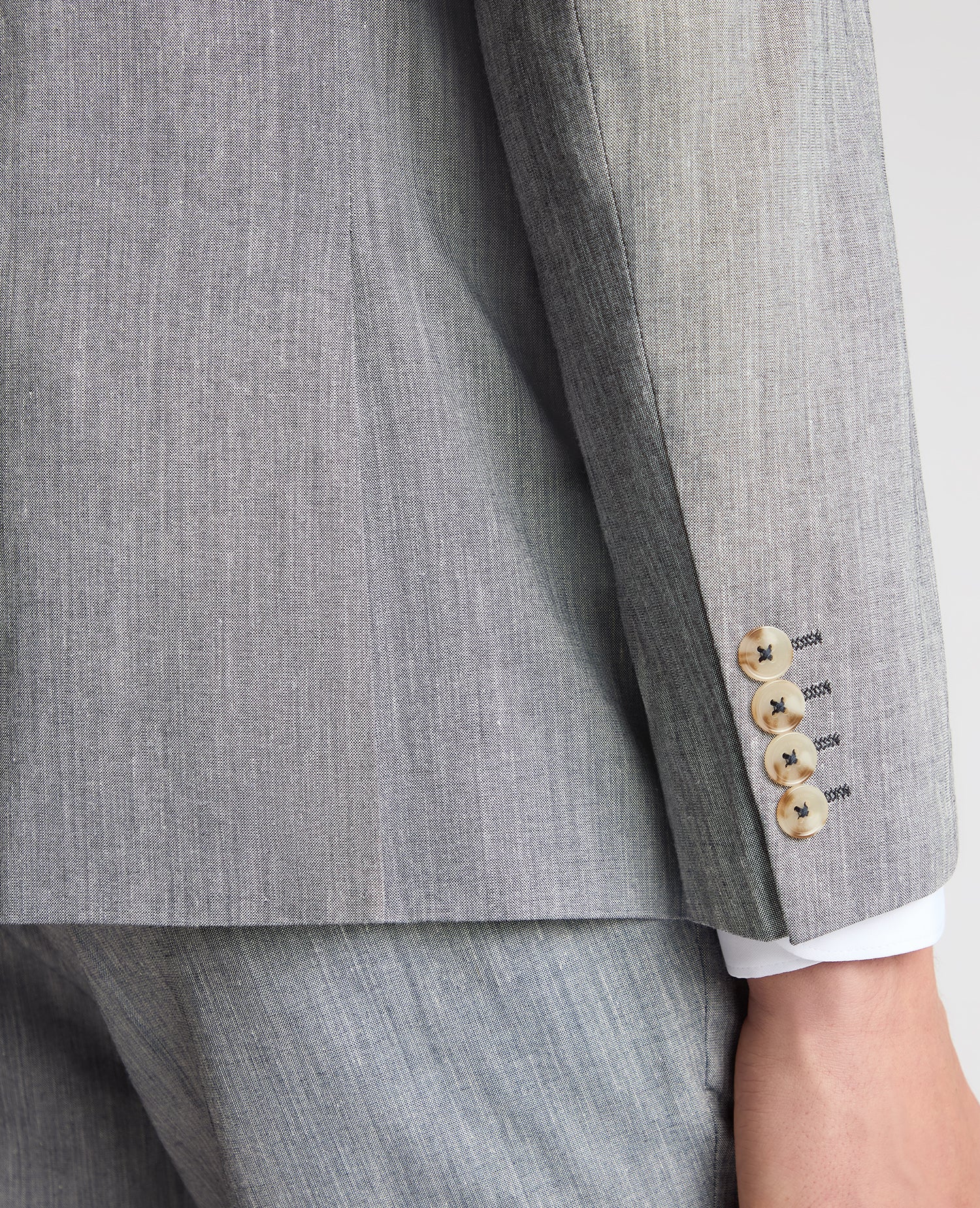 Tapered fit linen-blend stretch suit jacket - Image 5