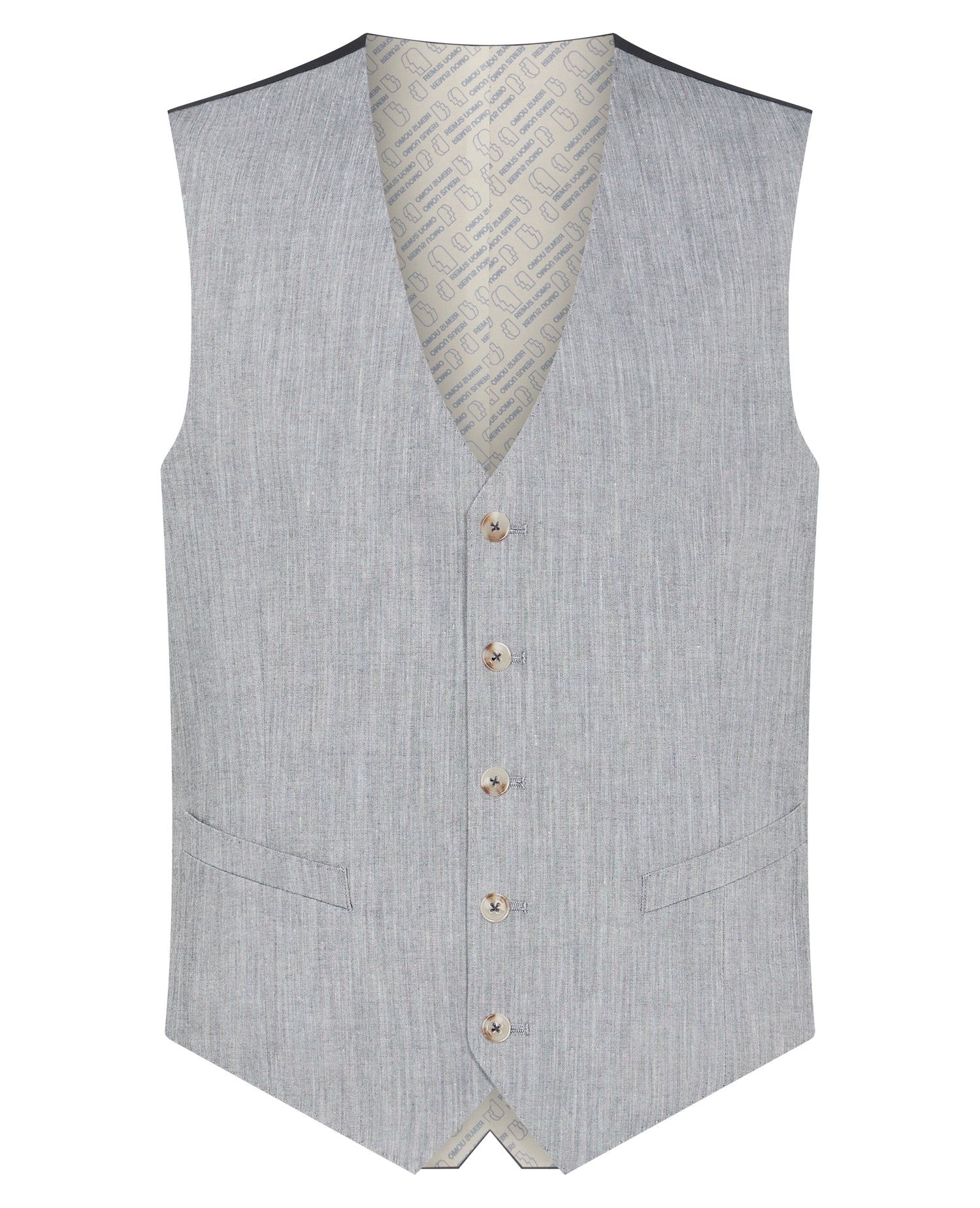 Tapered fit linen-blend stretch waistcoat - Image 5