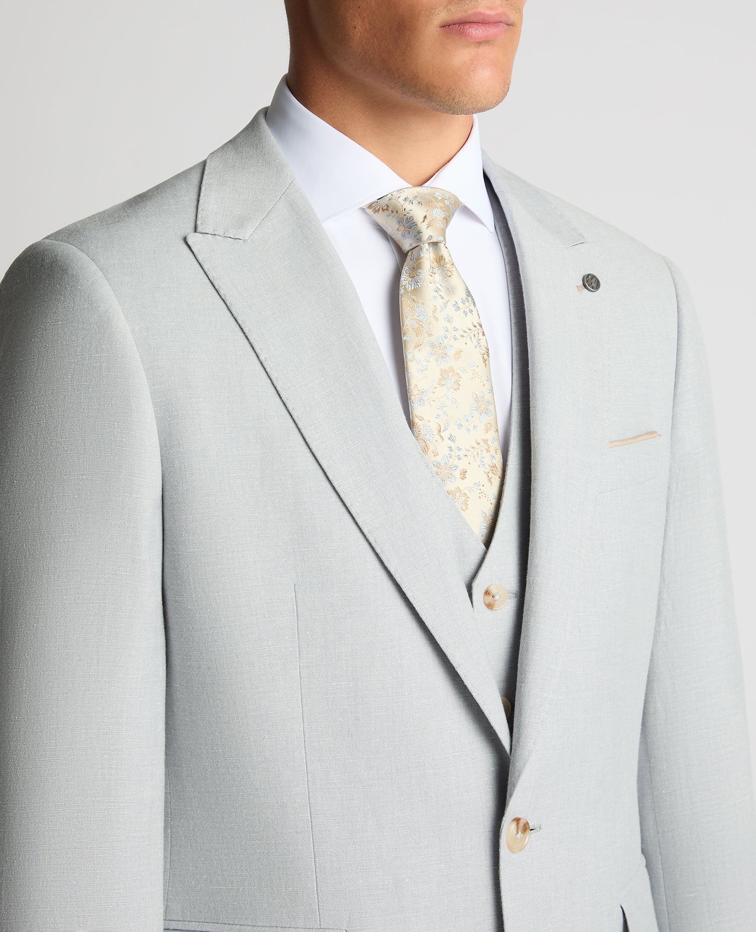 Tapered Fit Linen-Blend Suit Jacket - Image 4