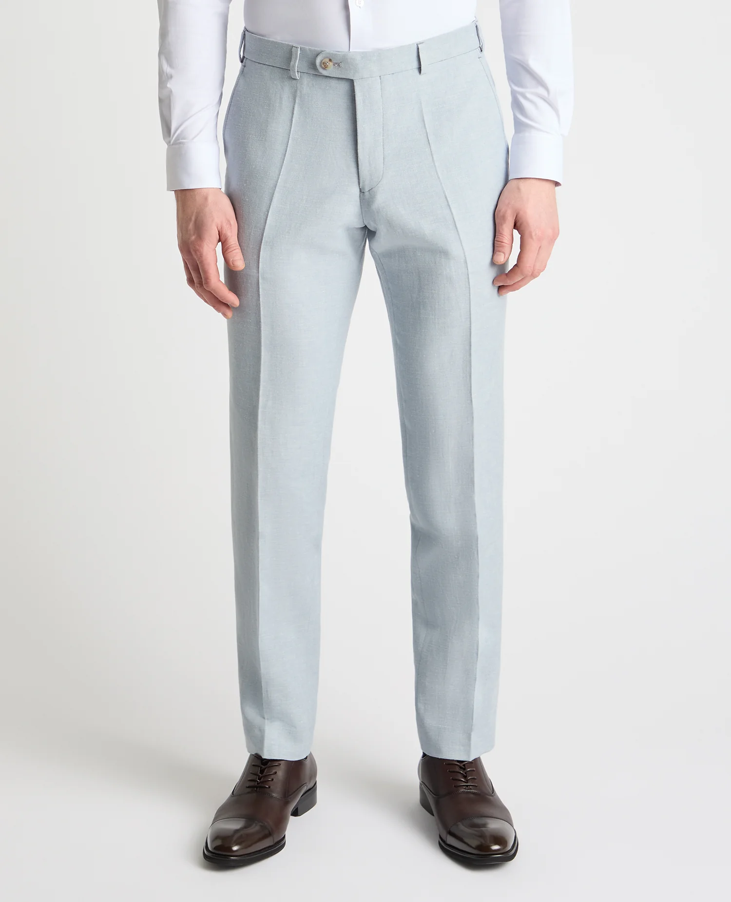 Tapered Fit Linen-Blend Suit Trousers