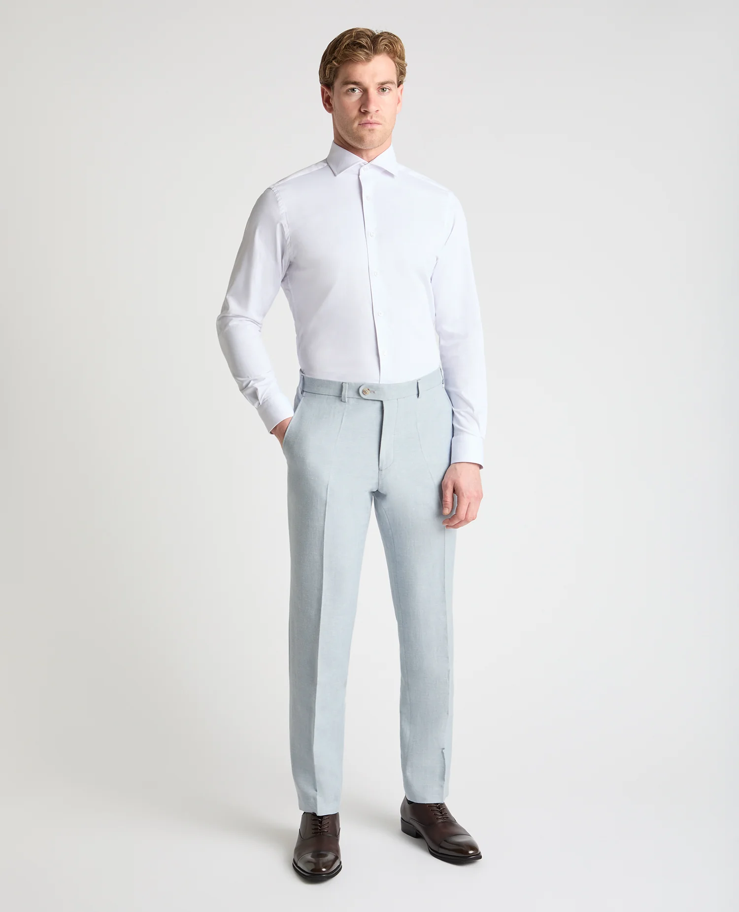 Tapered Fit Linen-Blend Suit Trousers - Image 2