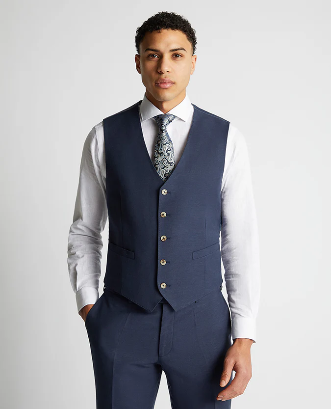 Tapered Fit Linen-Blend Waistcoat