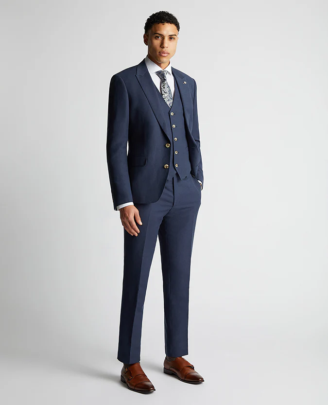 Tapered Fit Linen-Blend Waistcoat - Image 2