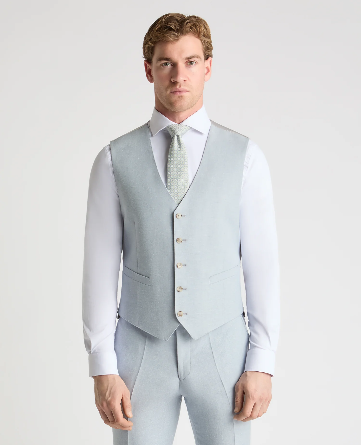 Tapered Fit Linen-Blend Waistcoat