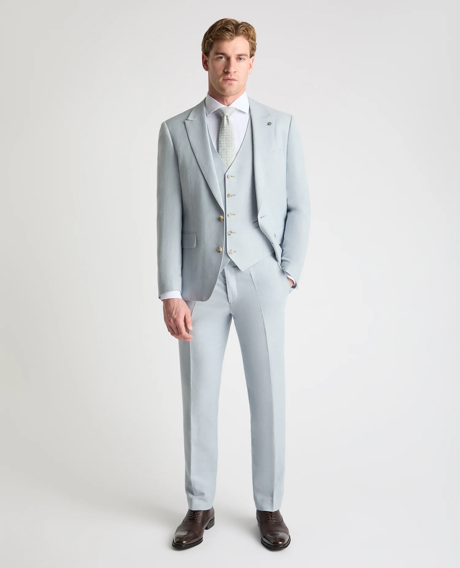 Tapered Fit Linen-Blend Waistcoat - Image 2