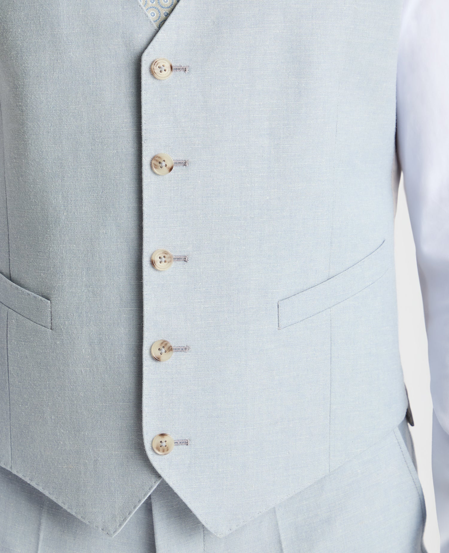 Tapered Fit Linen-Blend Waistcoat - Image 4