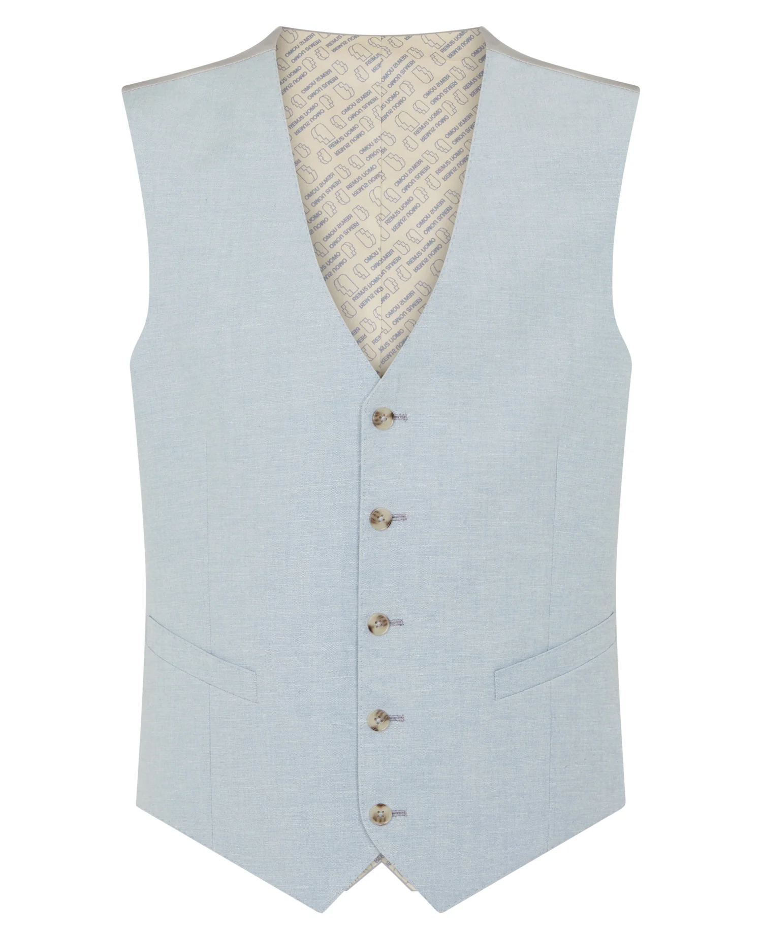 Tapered Fit Linen-Blend Waistcoat - Image 5