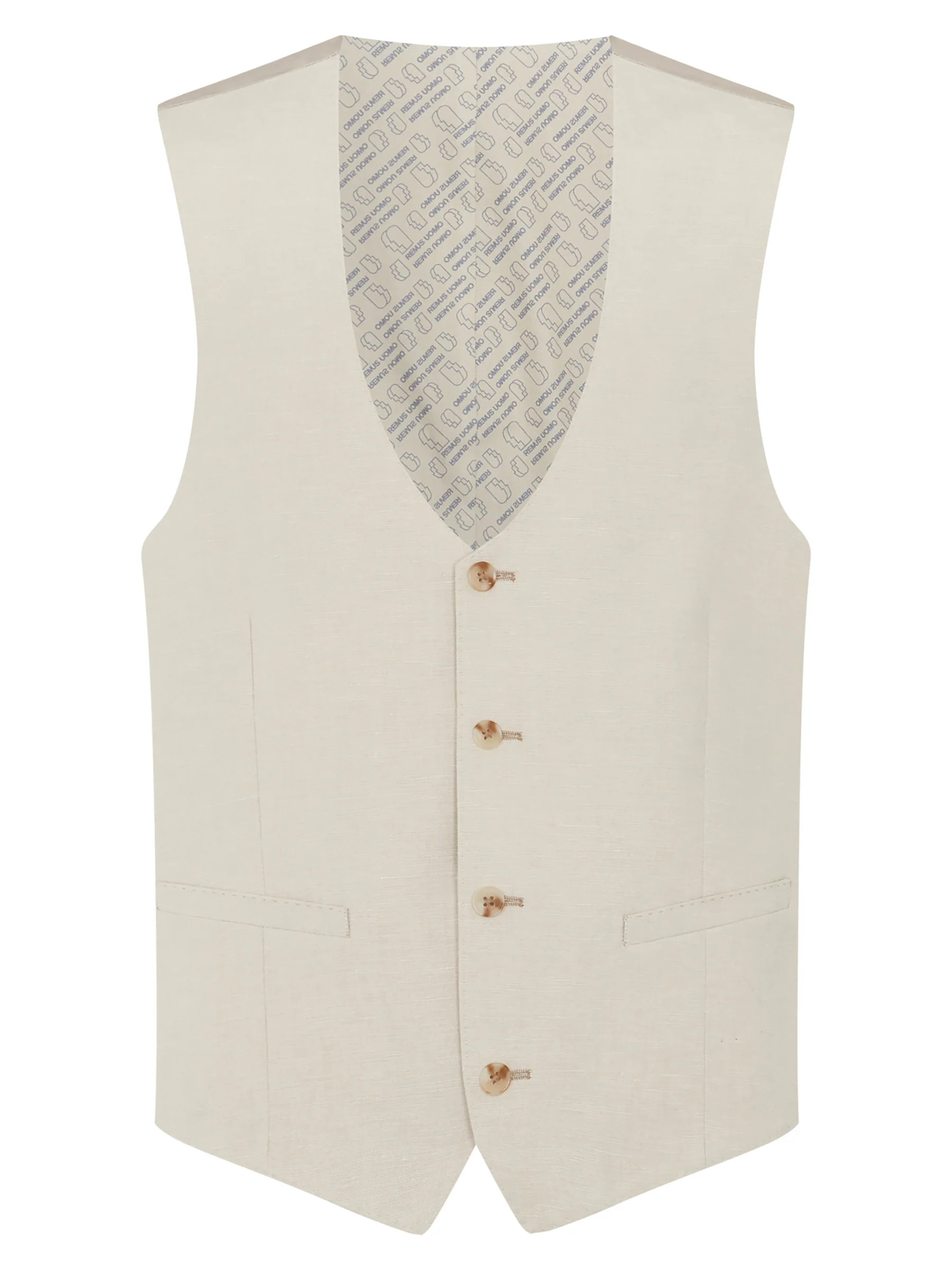 Tapered Fit Linen-Blend Waistcoat - Image 2