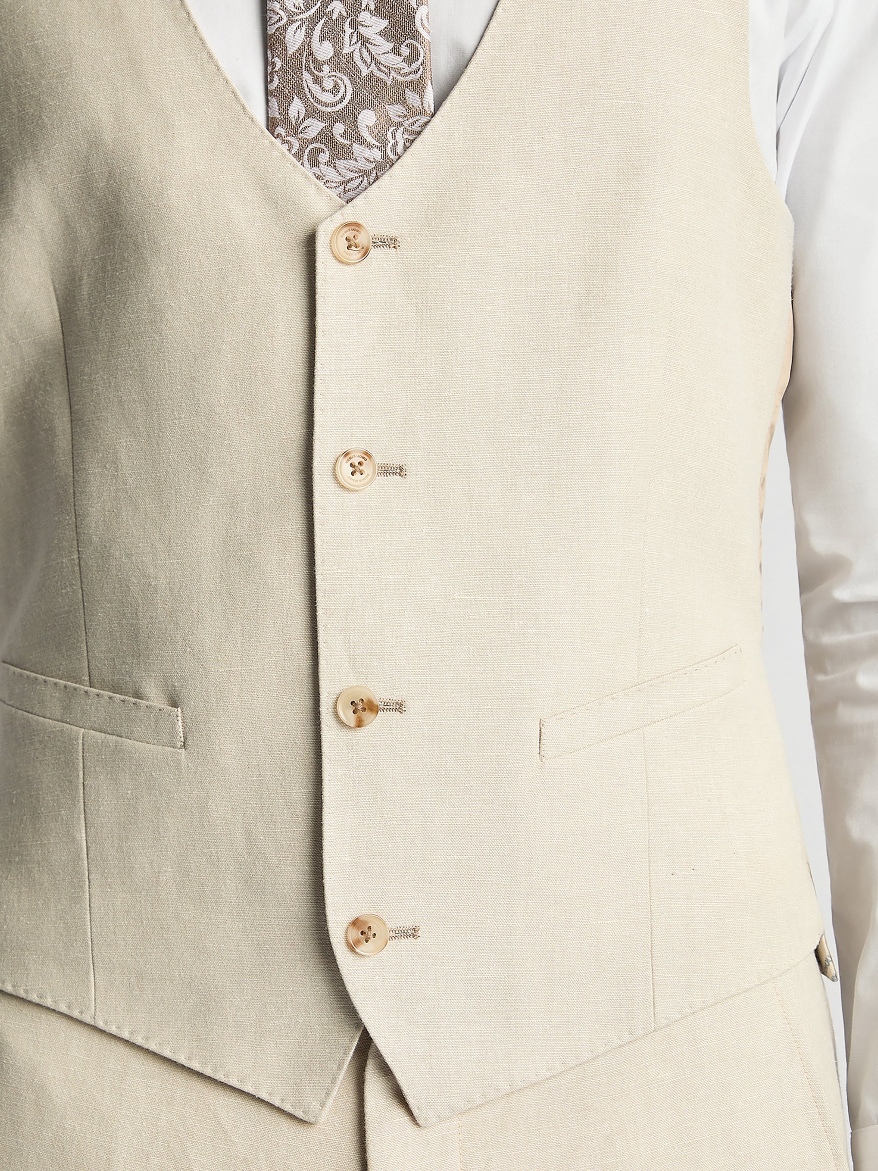 Tapered Fit Linen-Blend Waistcoat - Image 5