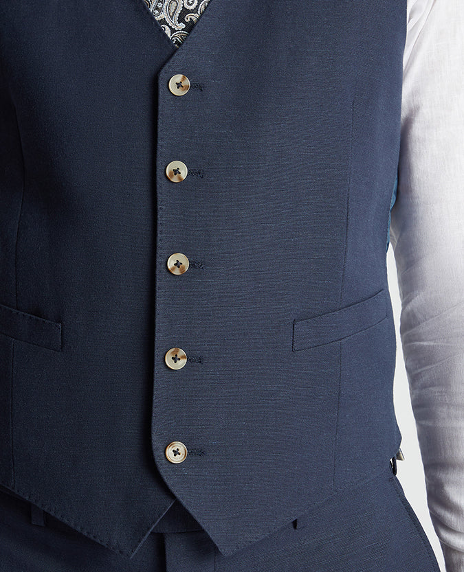 Tapered Fit Linen-Blend Waistcoat - Image 4