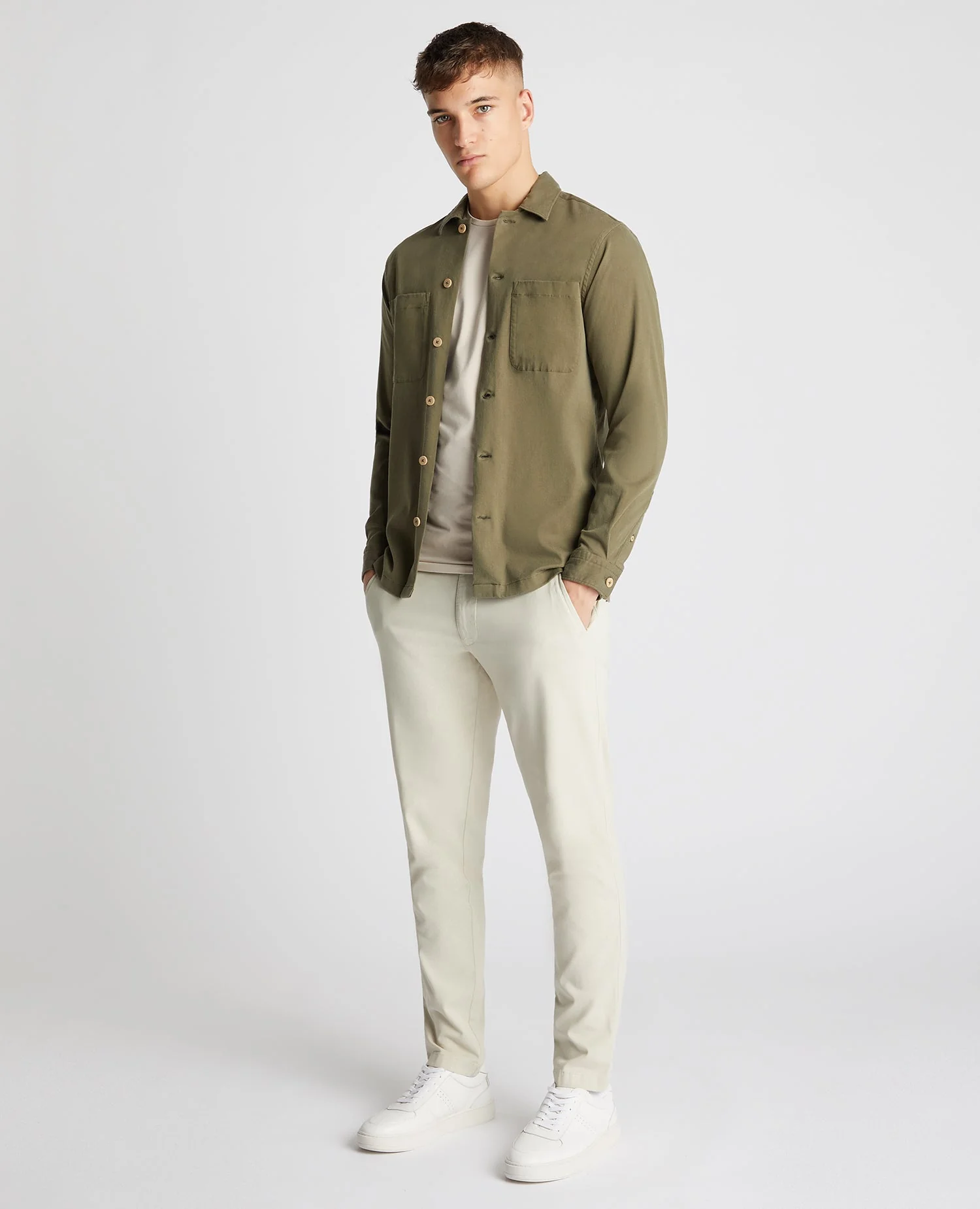 Tapered Fit Long Sleeve Tencel Overshirt - Image 2