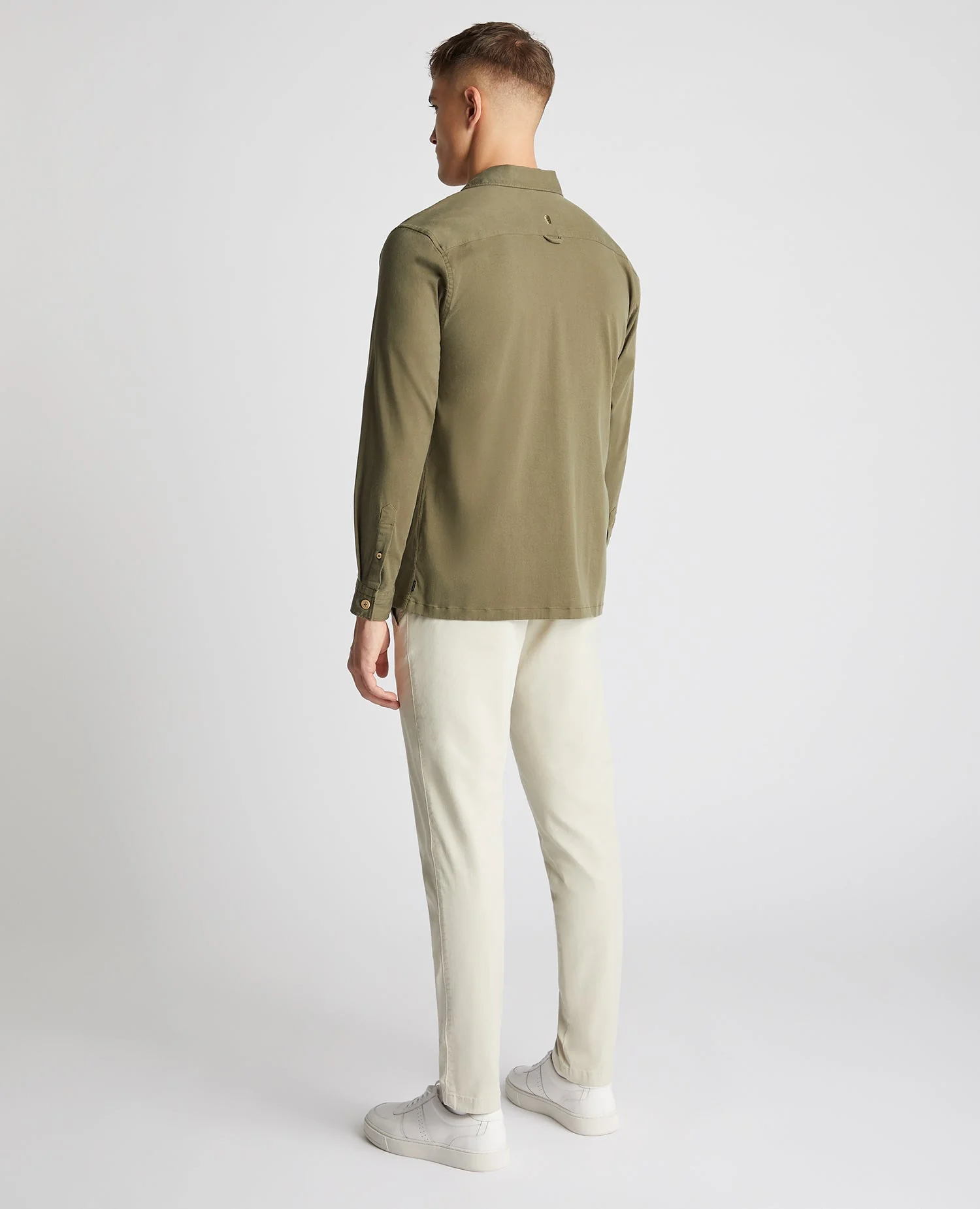 Tapered Fit Long Sleeve Tencel Overshirt - Image 3