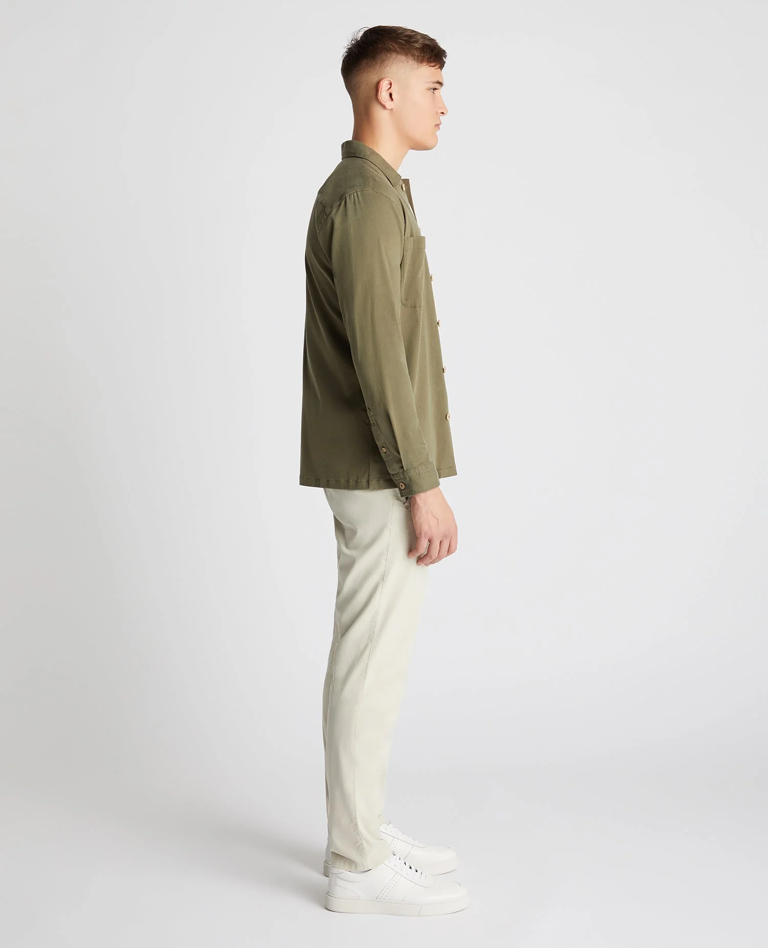 Tapered Fit Long Sleeve Tencel Overshirt - Image 4
