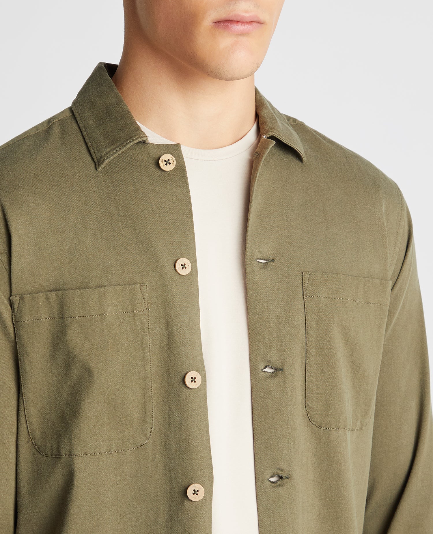 Tapered Fit Long Sleeve Tencel Overshirt - Image 5
