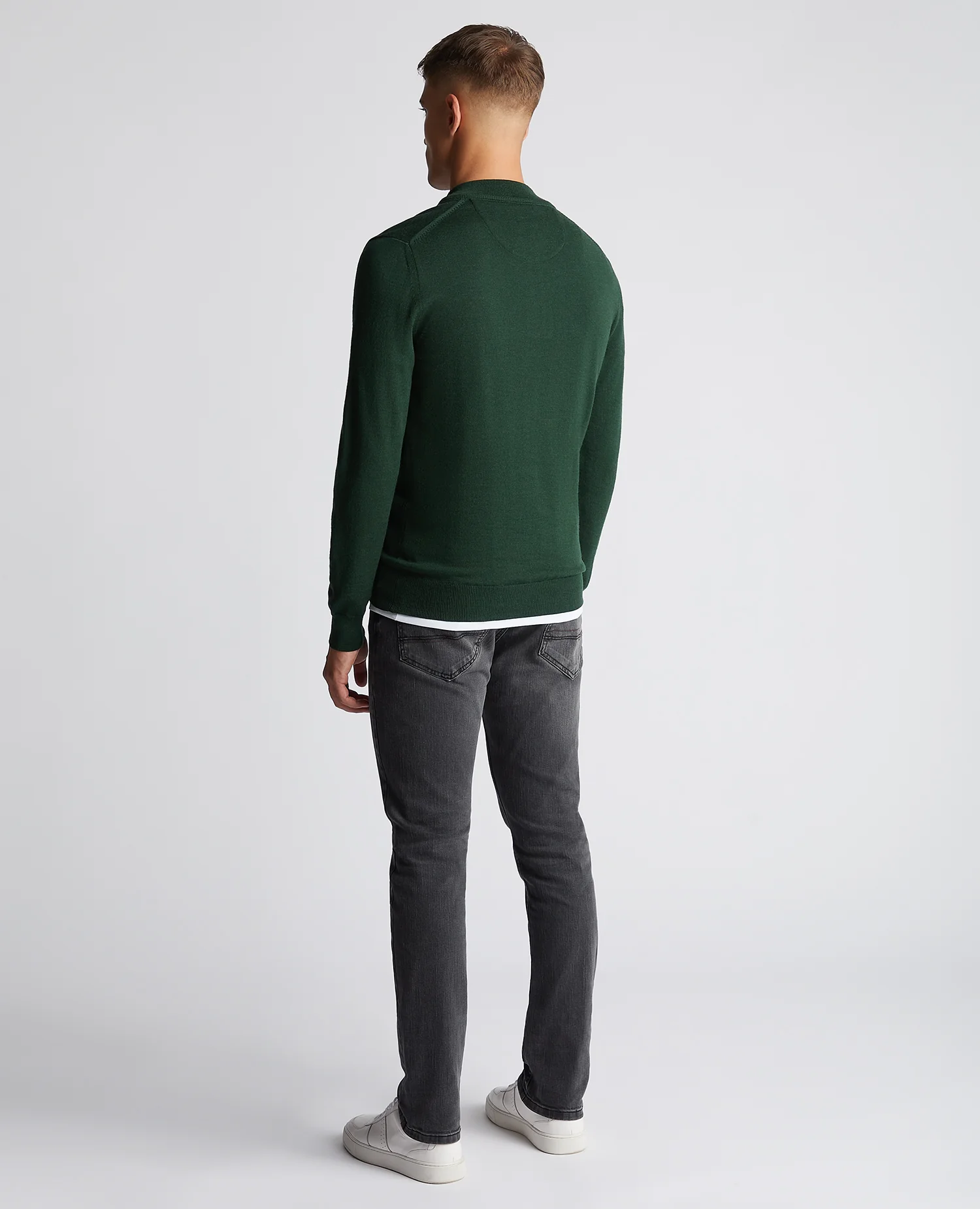 Tapered Fit Merino Wool-Blend Half Zip Sweater - Image 4