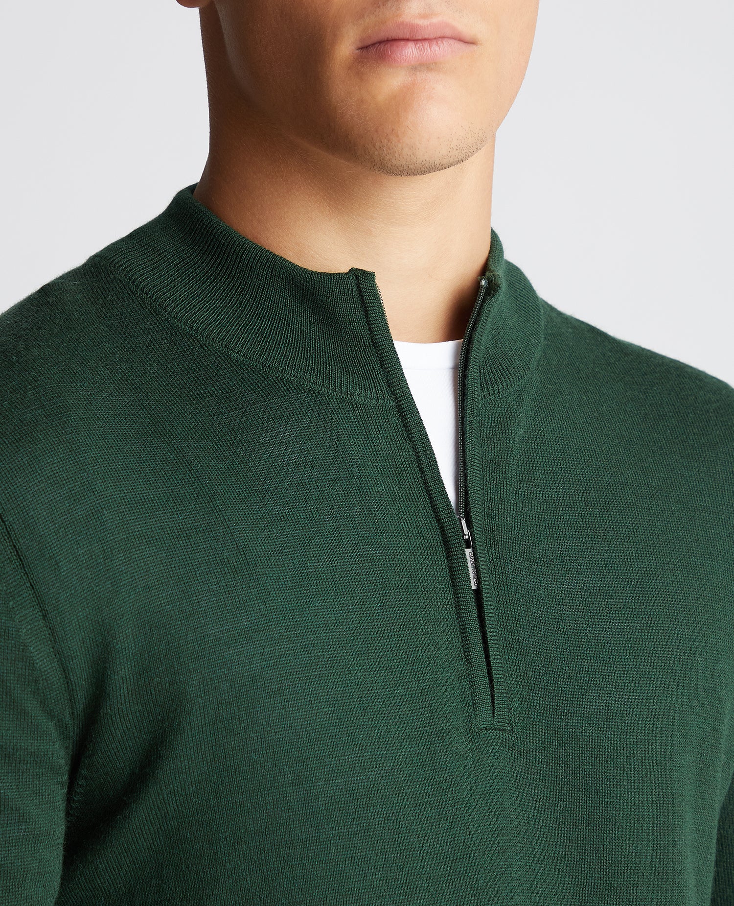 Tapered Fit Merino Wool-Blend Half Zip Sweater - Image 5