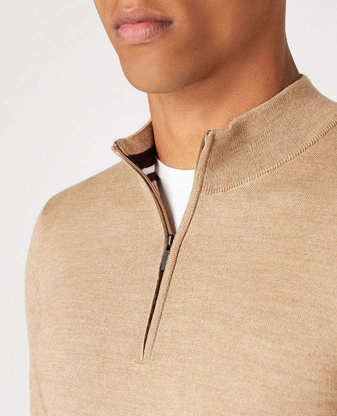 Tapered fit merino wool-acrylic half zip long sleeve - Image 4