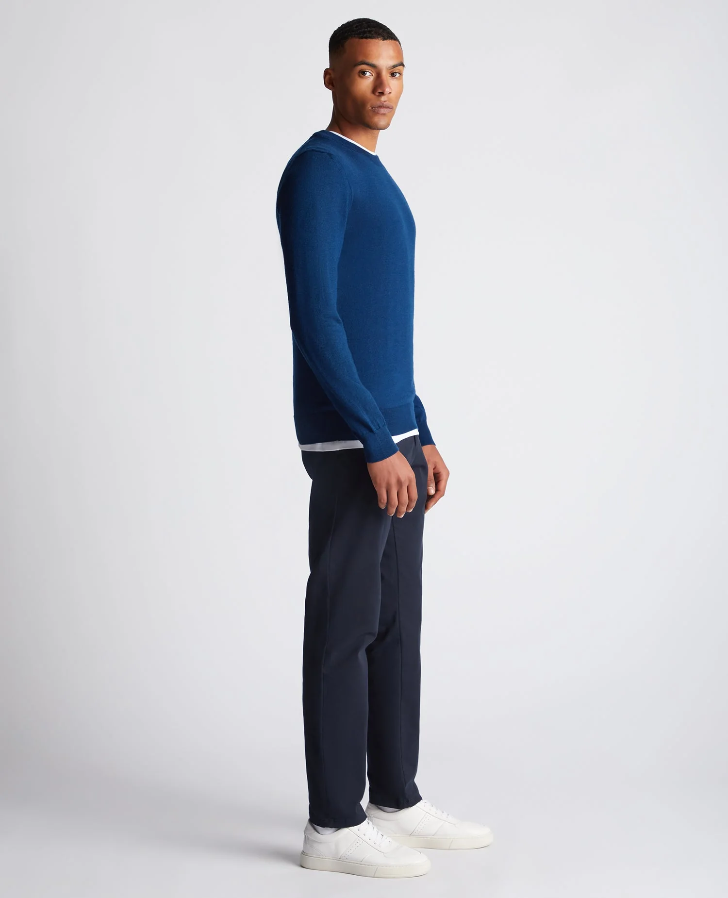 Tapered Fit Merino Wool-Blend Crew Neck Sweater - Image 4