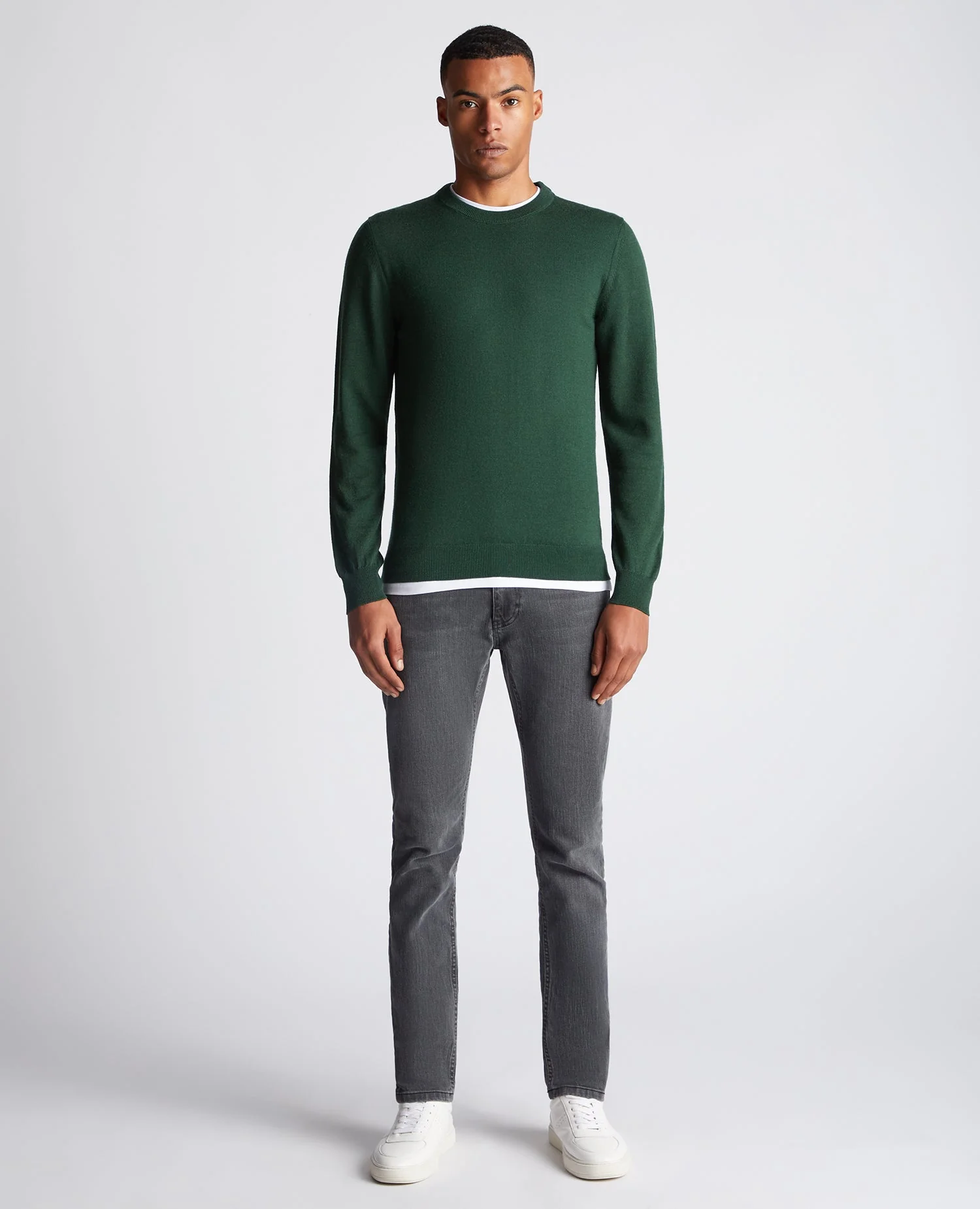 Tapered Fit Merino Wool-Blend Crew Neck Sweater - Image 2