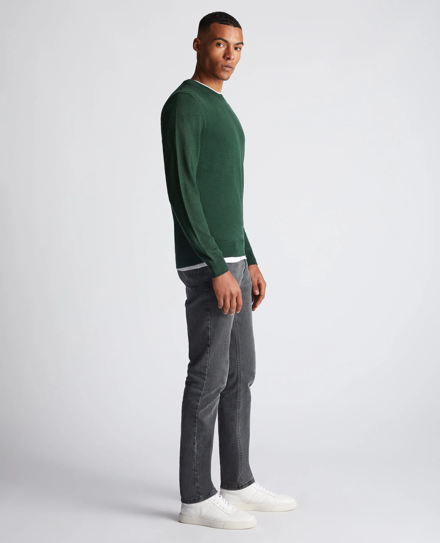 Tapered Fit Merino Wool-Blend Crew Neck Sweater - Image 4