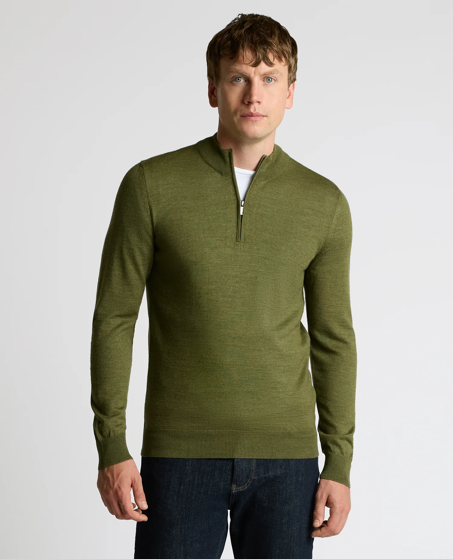 Half Zip Merino Wool-Blend Sweater