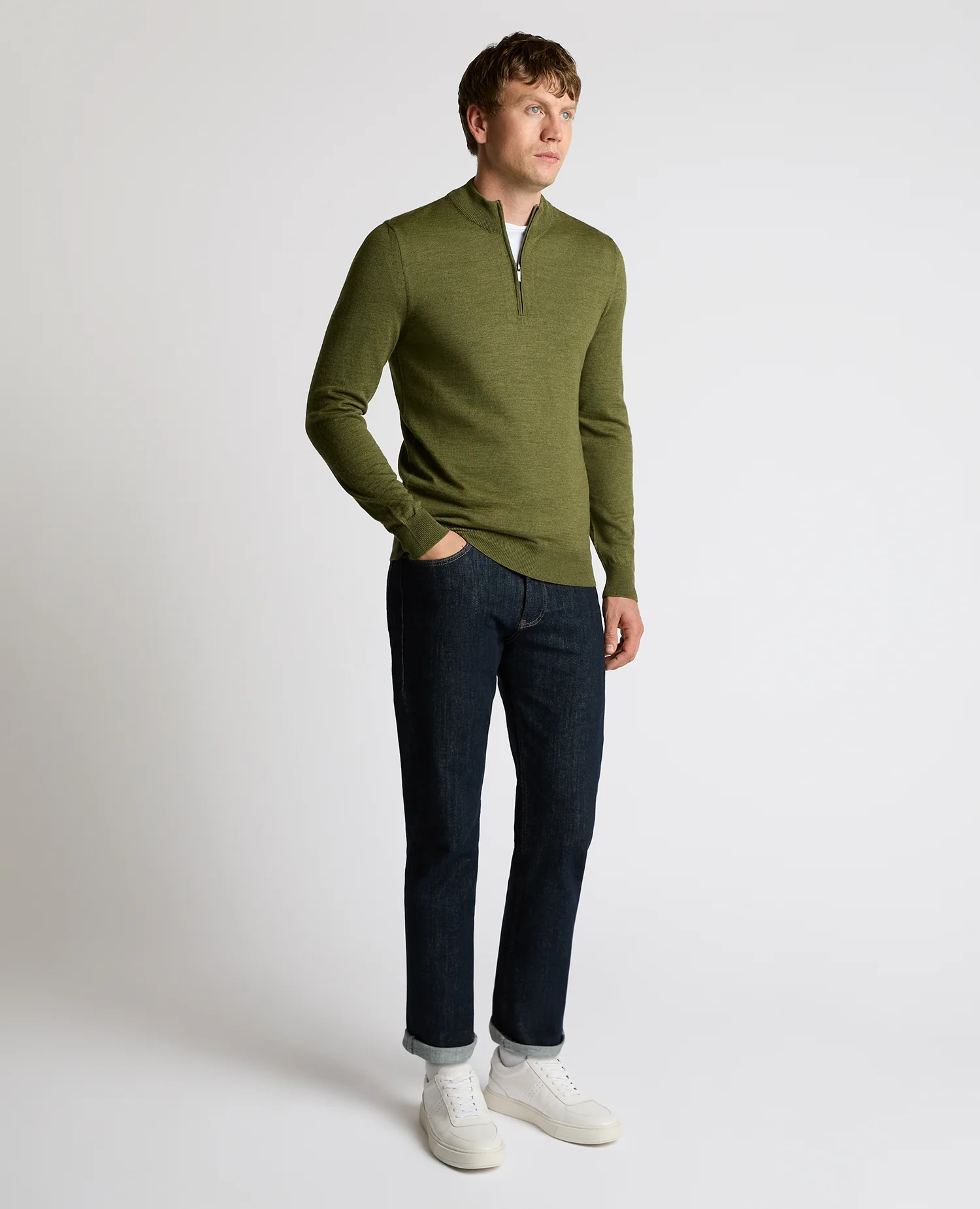 Half Zip Merino Wool-Blend Sweater - Image 2