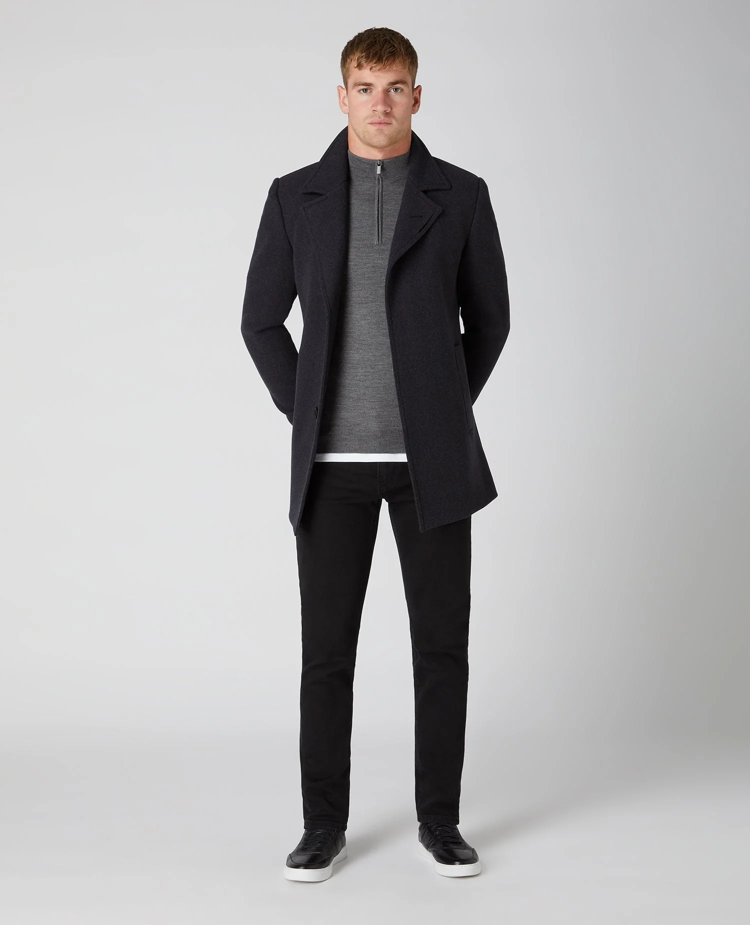 Tapered Fit Merino Wool-Blend Half Zip Sweater - Image 2