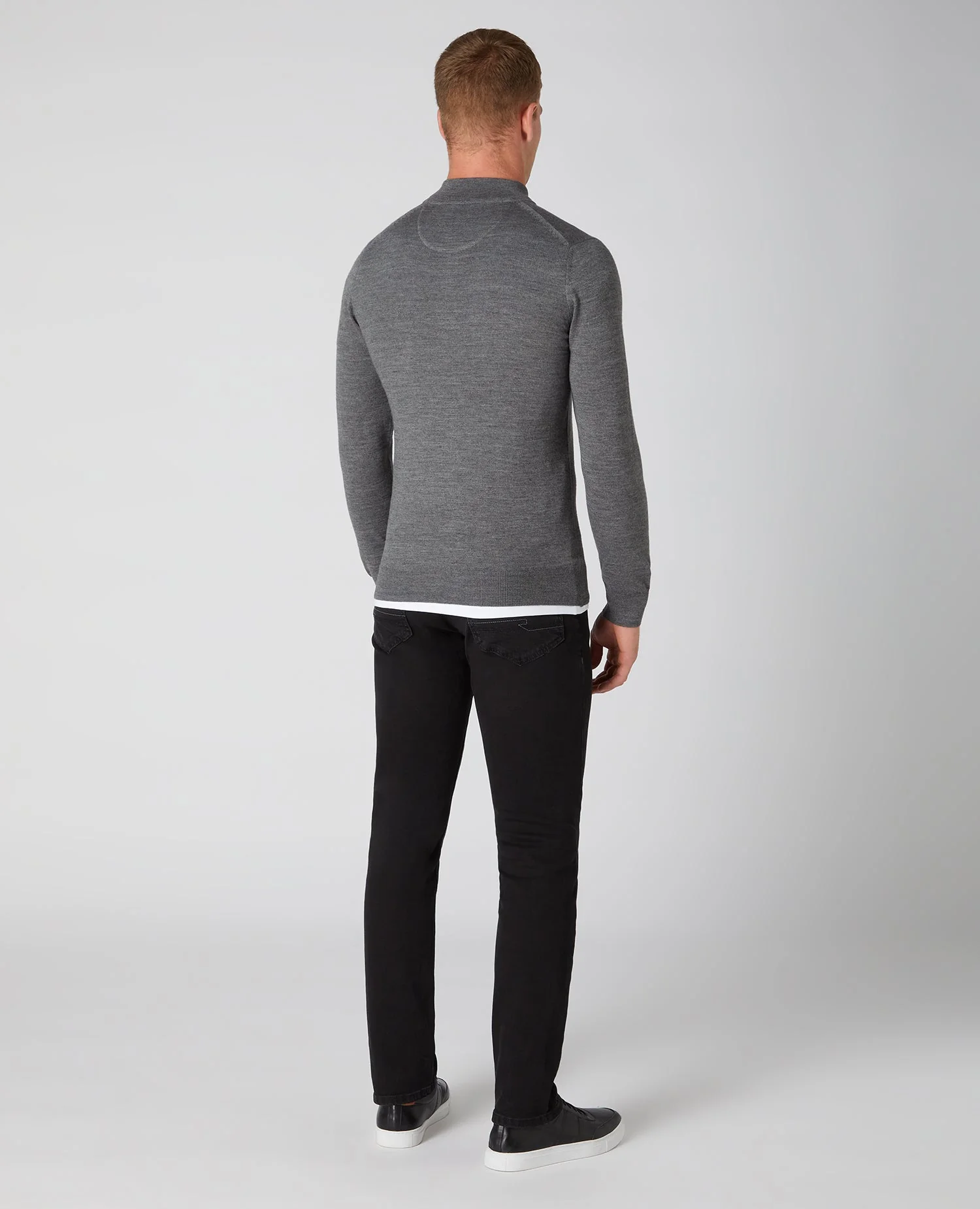 Tapered Fit Merino Wool-Blend Half Zip Sweater - Image 3
