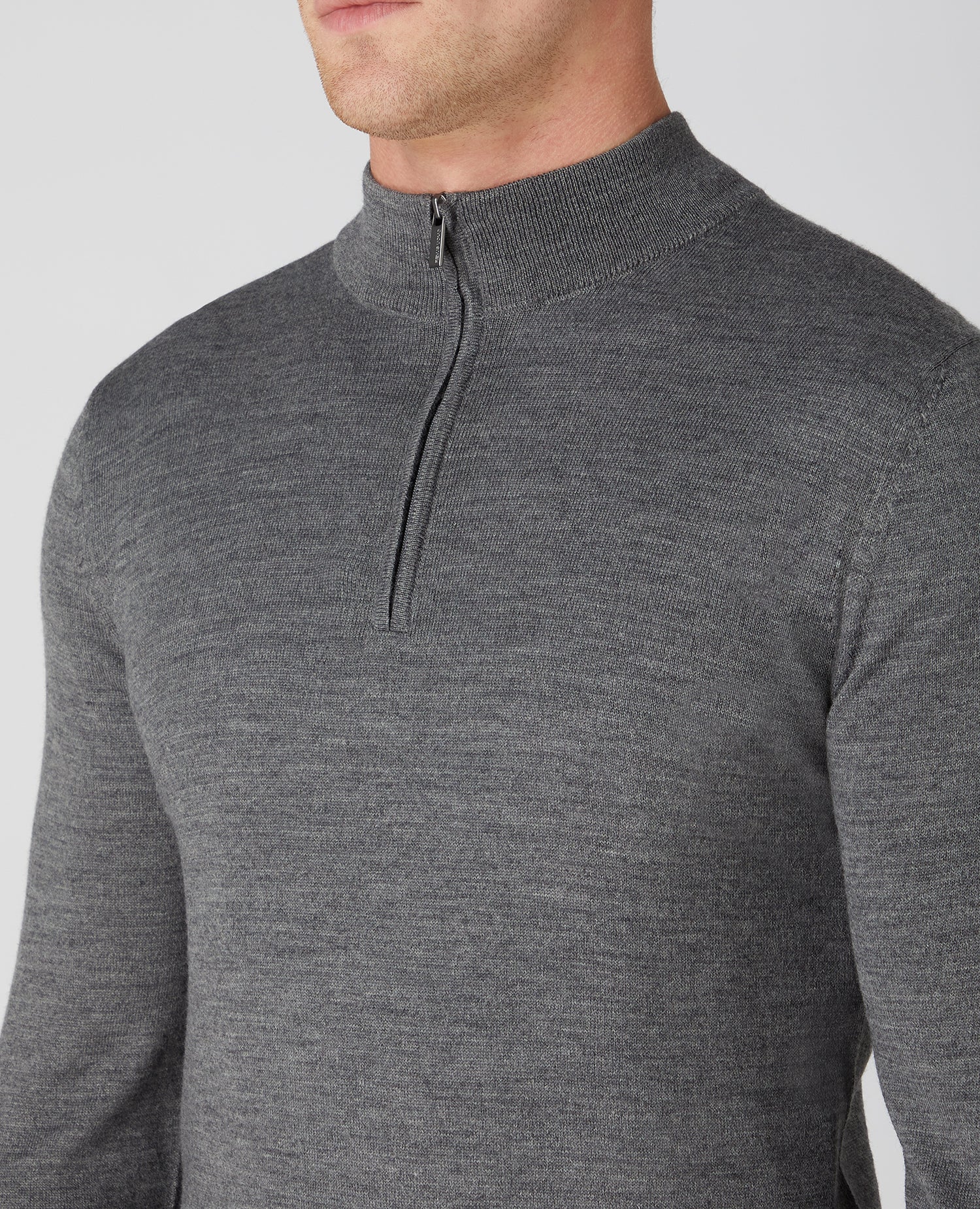 Tapered Fit Merino Wool-Blend Half Zip Sweater - Image 4