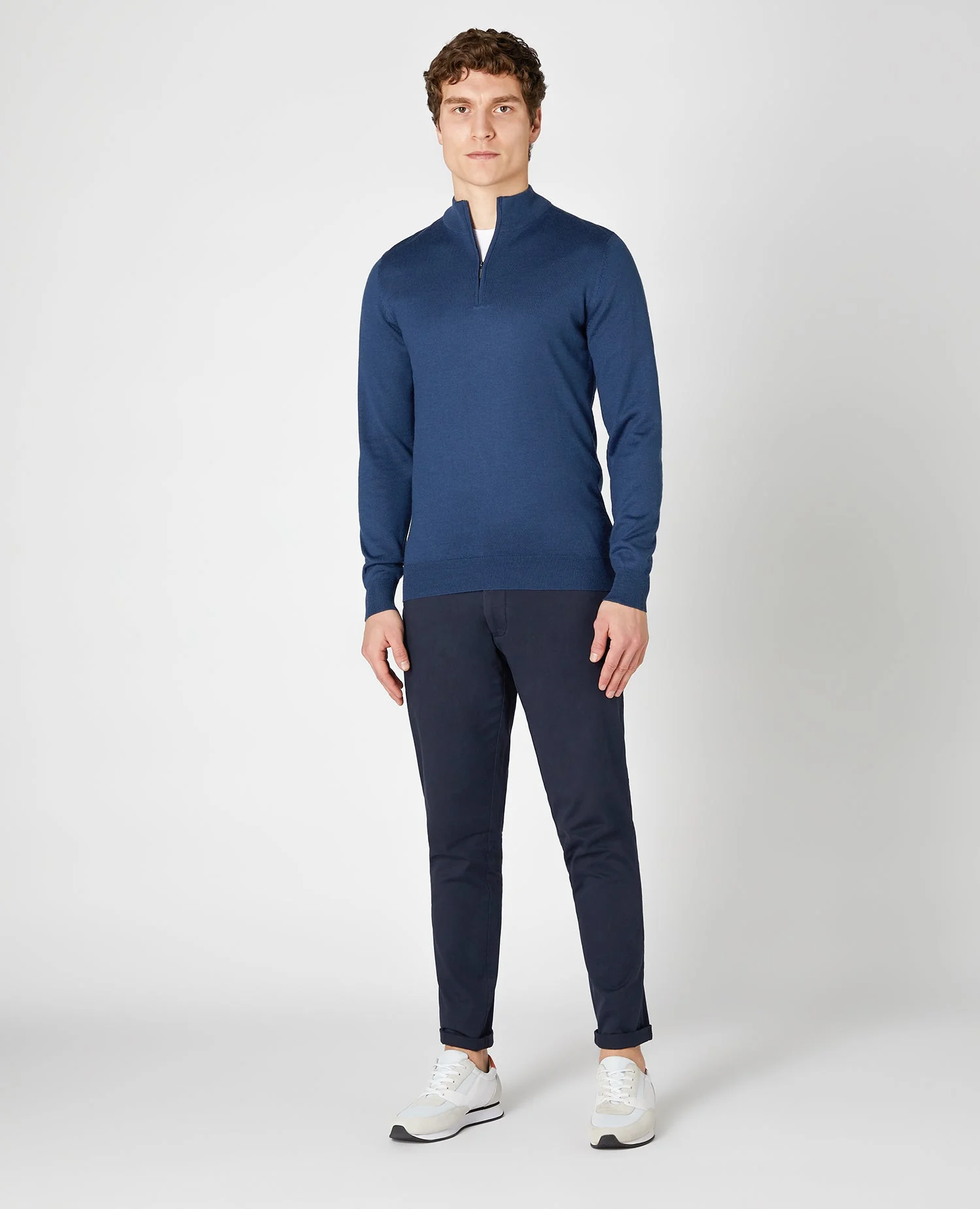 Tapered fit Merino Wool- Blend Half Zip Sweater - Image 2
