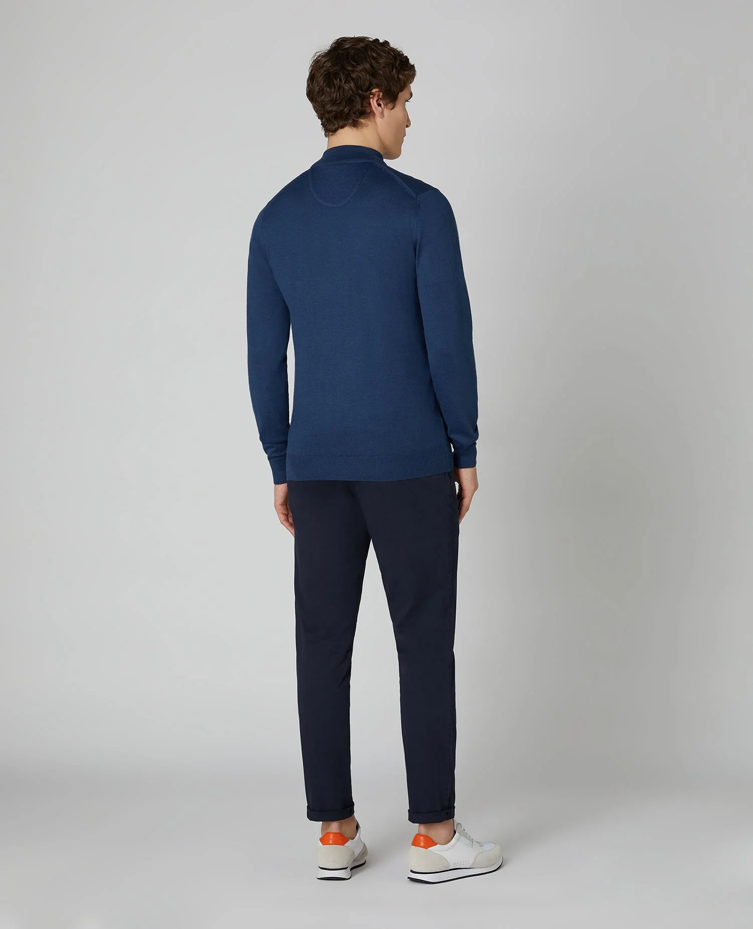 Tapered fit Merino Wool- Blend Half Zip Sweater - Image 3