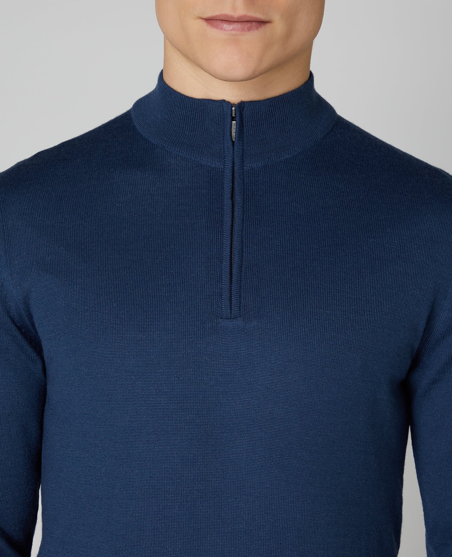 Tapered fit Merino Wool- Blend Half Zip Sweater - Image 4