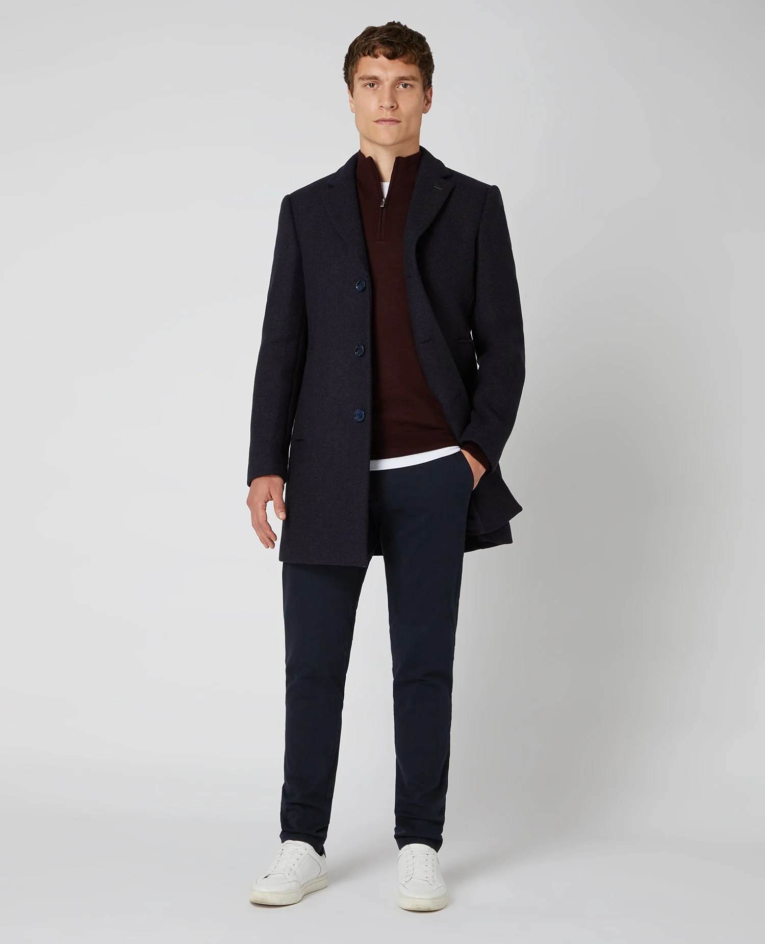 Tapered Fit Merino Wool-Blend Half Zip Sweater - Image 2