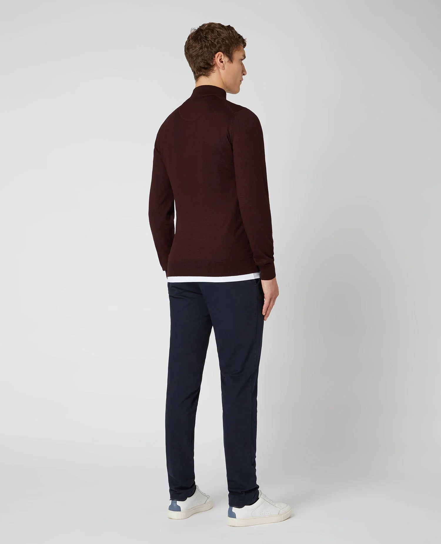 Tapered Fit Merino Wool-Blend Half Zip Sweater - Image 3