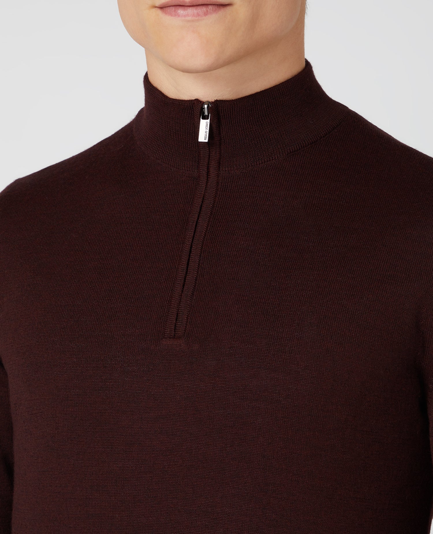 Tapered Fit Merino Wool-Blend Half Zip Sweater - Image 4