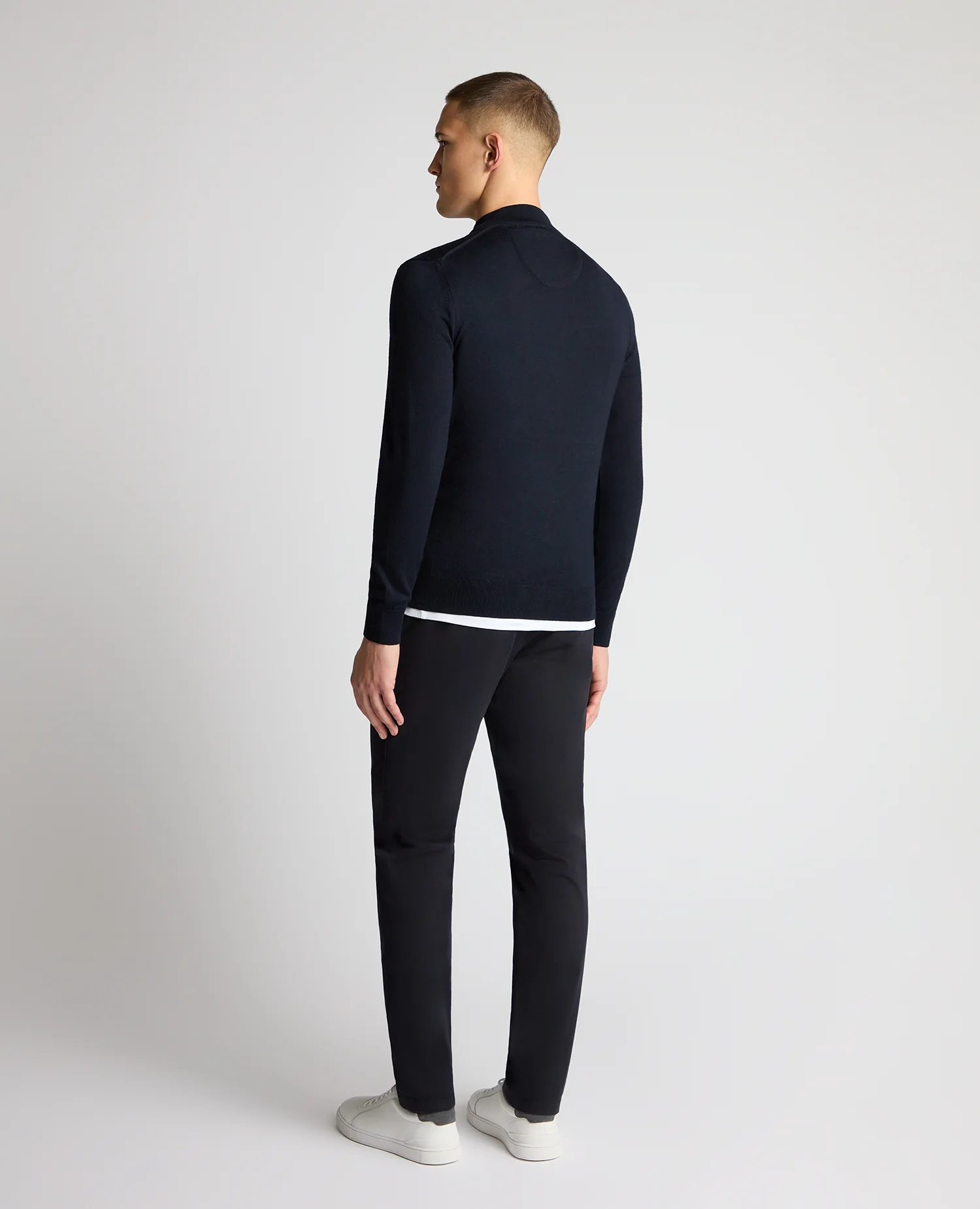 Tapered Fit Merino Wool-Blend Half Zip Sweater - Image 3