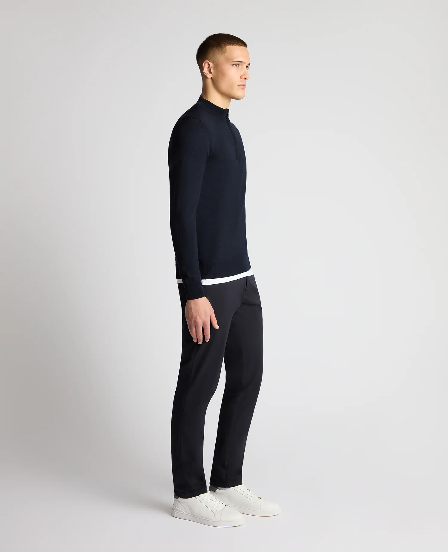 Tapered Fit Merino Wool-Blend Half Zip Sweater - Image 4