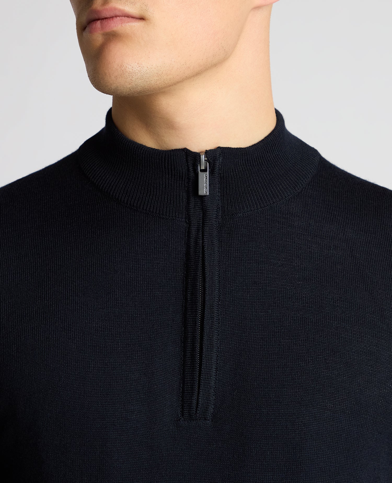 Tapered Fit Merino Wool-Blend Half Zip Sweater - Image 5