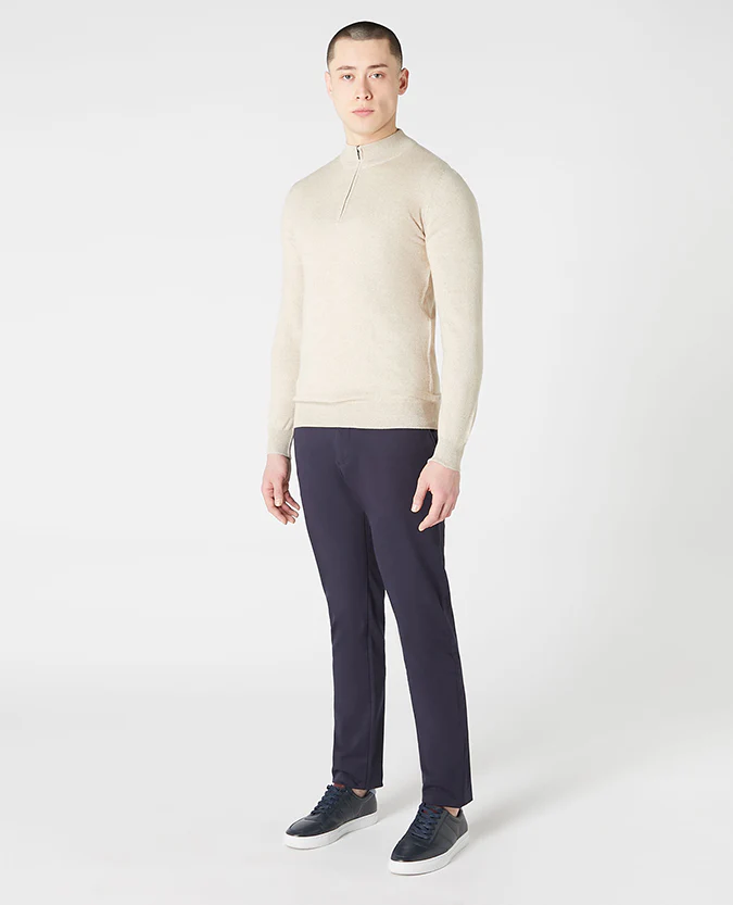 Tapered Fit Merino Wool Half Zip Sweater - Image 2