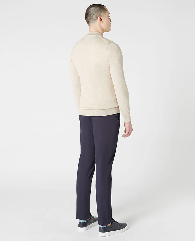 Tapered Fit Merino Wool Half Zip Sweater - Image 3