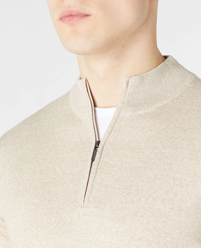 Tapered Fit Merino Wool Half Zip Sweater - Image 4