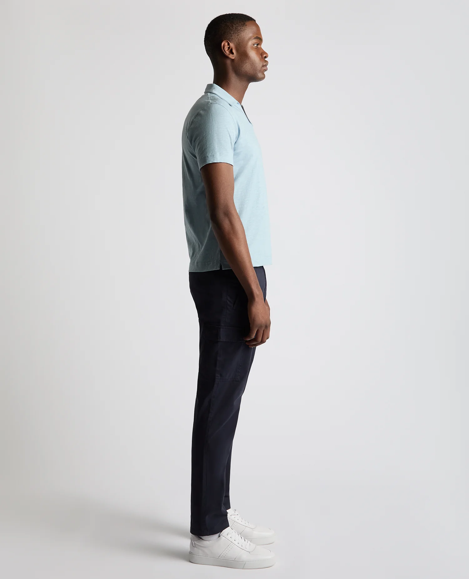 Tapered Fit Open Collar Cotton Polo - Image 4