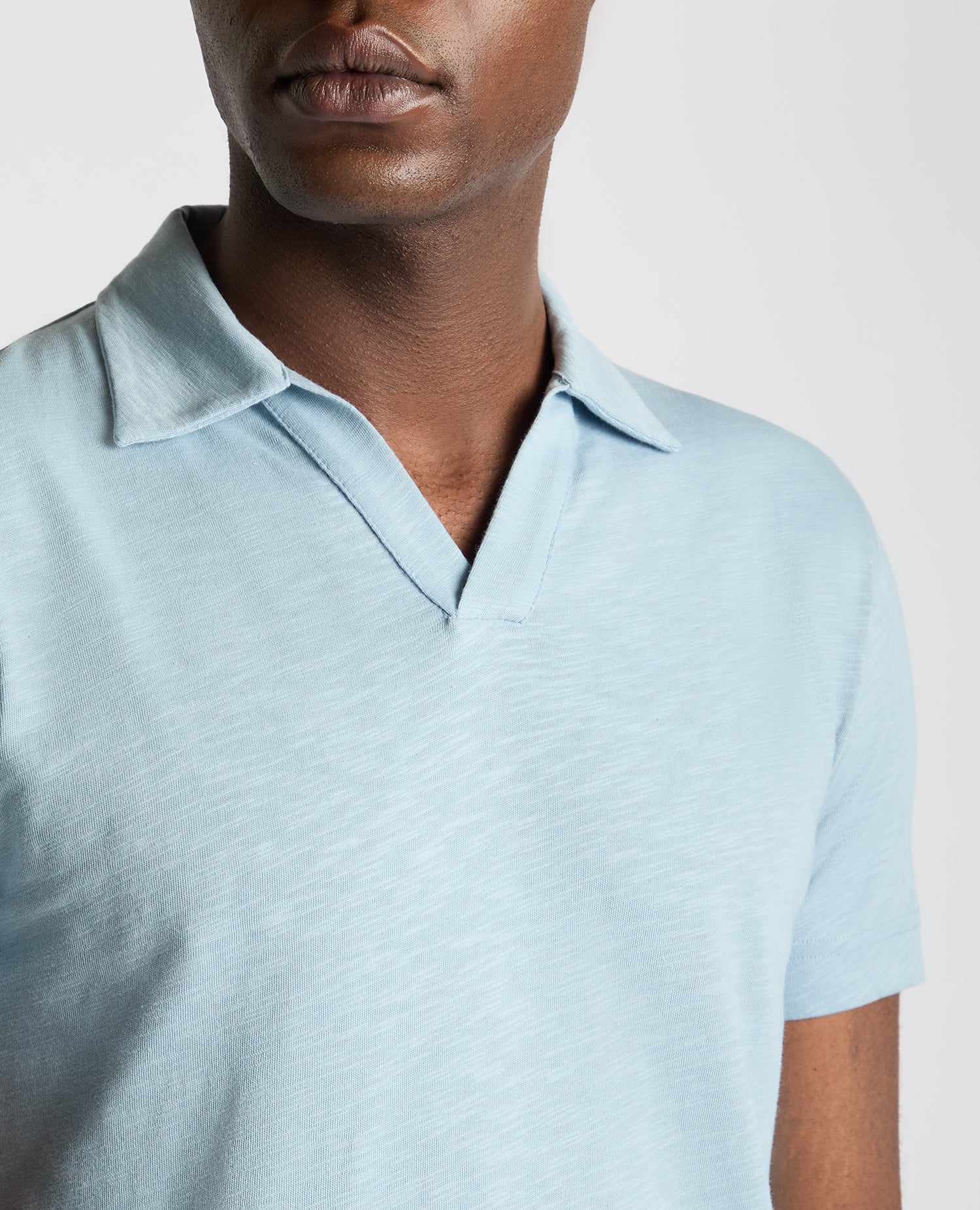 Tapered Fit Open Collar Cotton Polo - Image 5