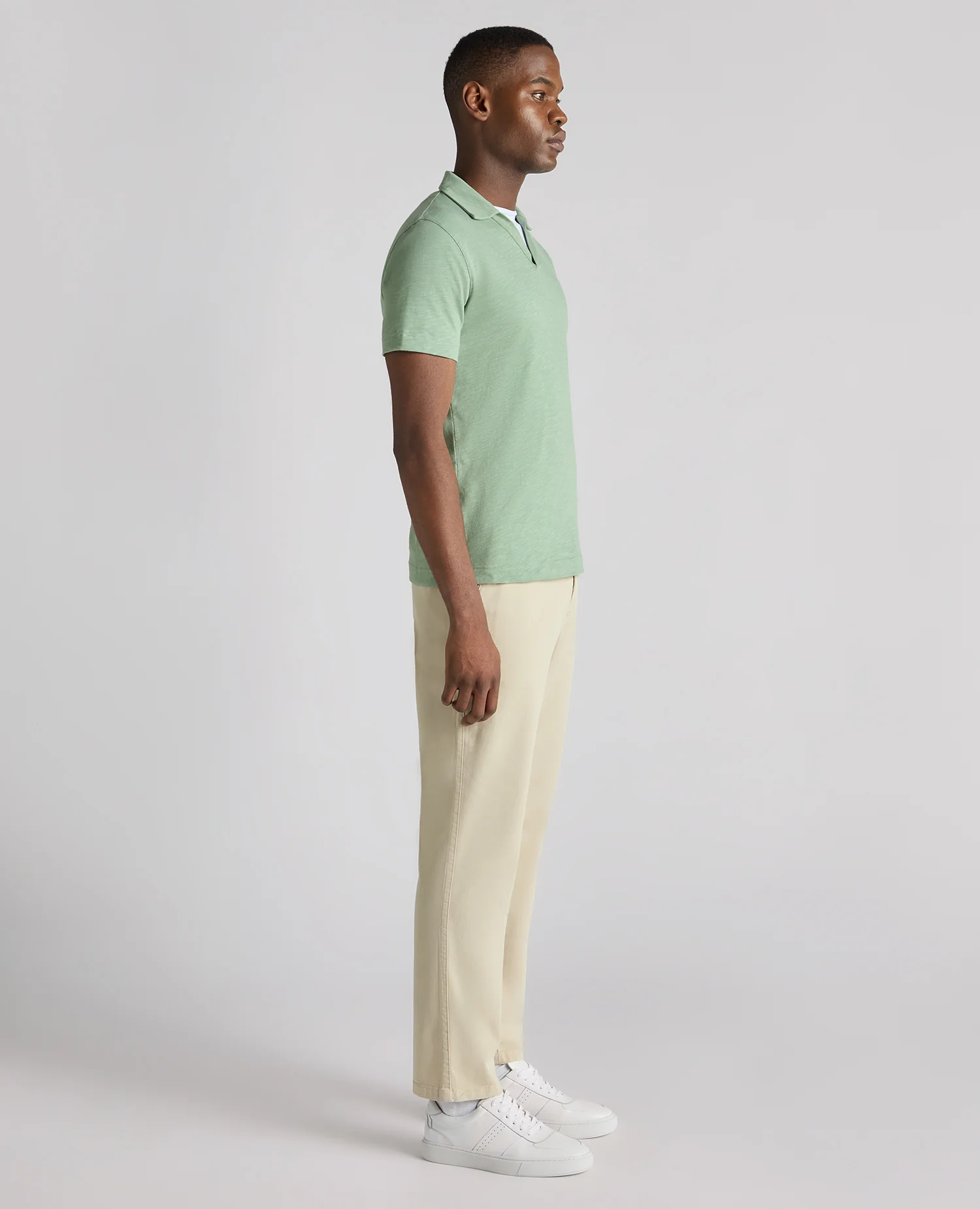 Tapered Fit Open Collar Cotton Polo - Image 3