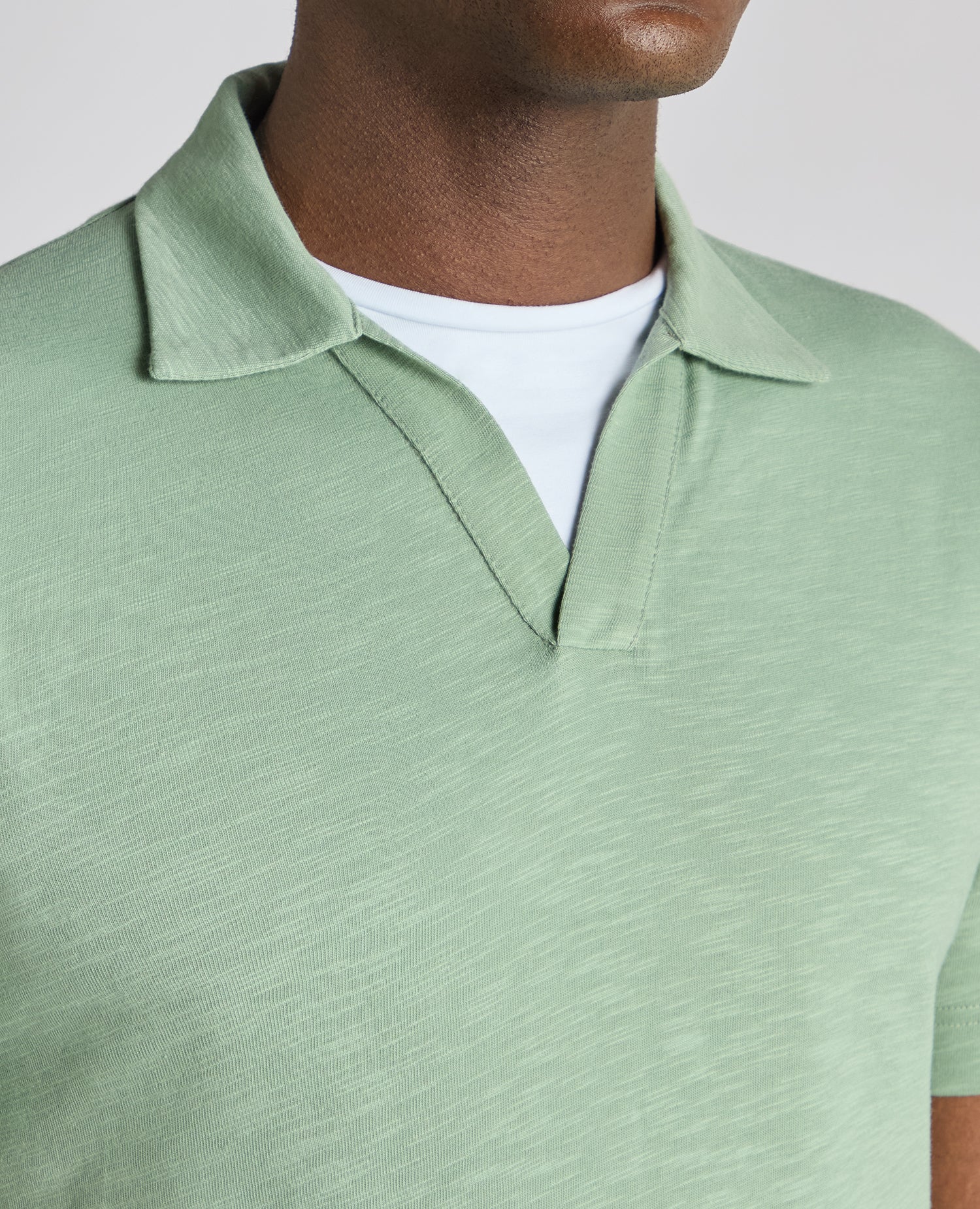 Tapered Fit Open Collar Cotton Polo - Image 4